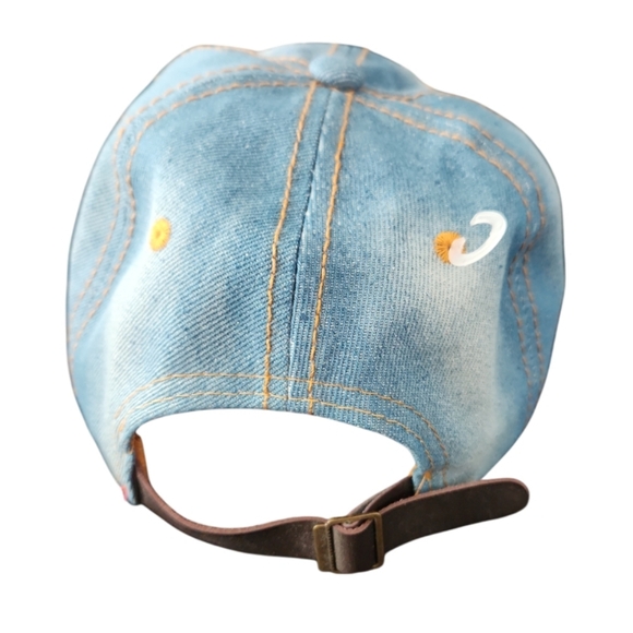 Indigo Soul Faded Blue Distressed Rhinestone Cross Baseball Cap - Picture 4 of 4